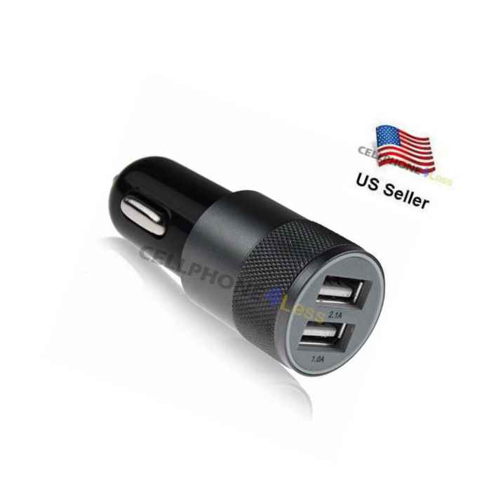 3 1A Aluminum 2 Port Usb Car Charger For Iphone 4 5 6 Phone