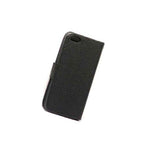 Leather Wallet Grain Case For Iphone 5 Stylus Pen Protective Film Black