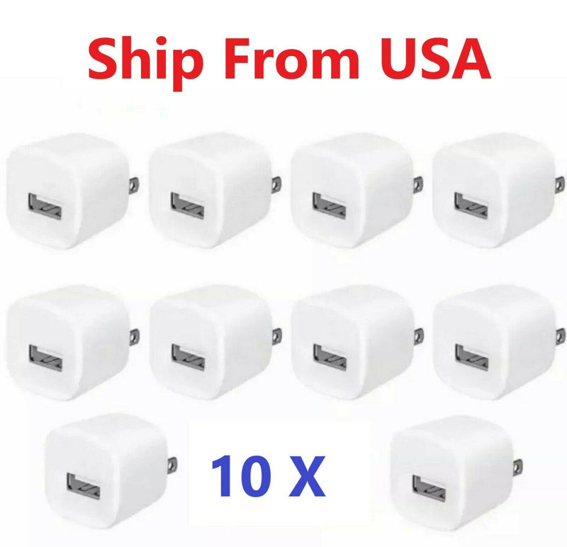 10X White 1A Usb Power Adapter Ac Home Wall Charger Us Plug For Iphone 5 6 7 8 X