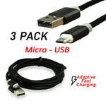 3 Pack Micro Usb Charger Fast Charging Cable Cord For Samsung Android Phone Lg