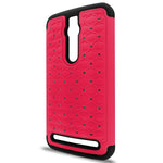 For Asus Zenfone 2 5 5 Case Hot Pink Black Hybrid Diamond Bling Skin Cover