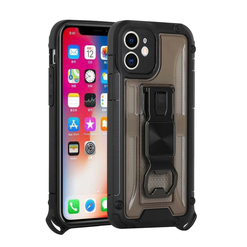 For Apple Iphone 11 Xi6 1 Opener Metal Magnetic Kickstand Case Cover Black