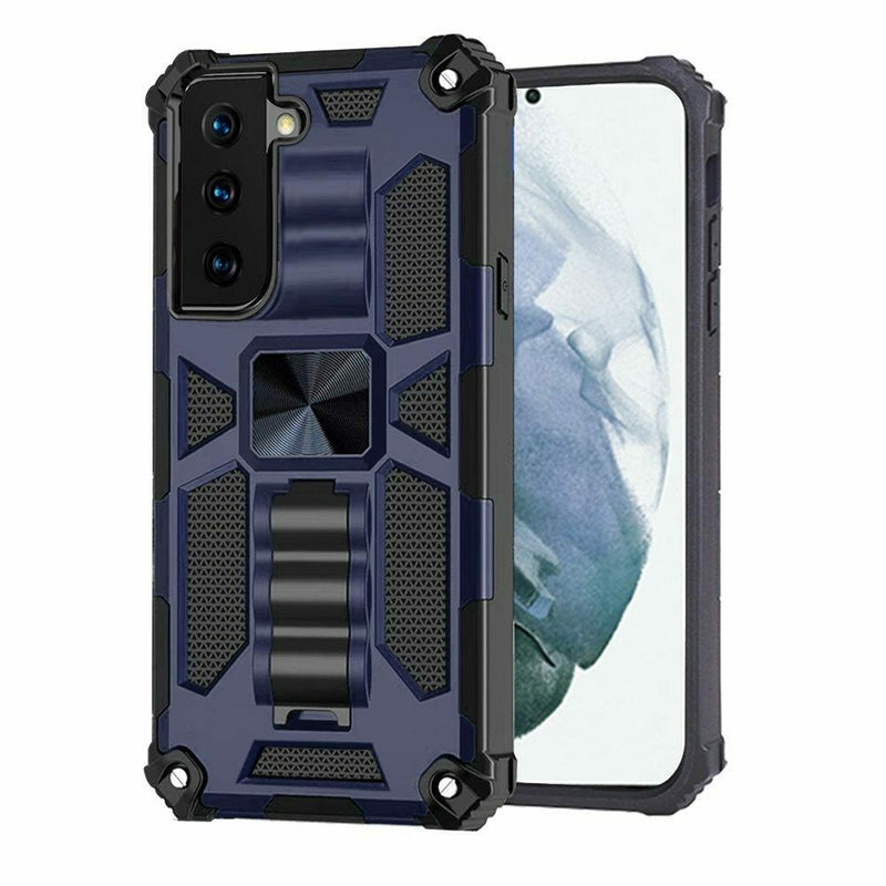 For Samsung Galaxy S21 Fe Machine Magnetic Kickstand Case Cover Dark Blue