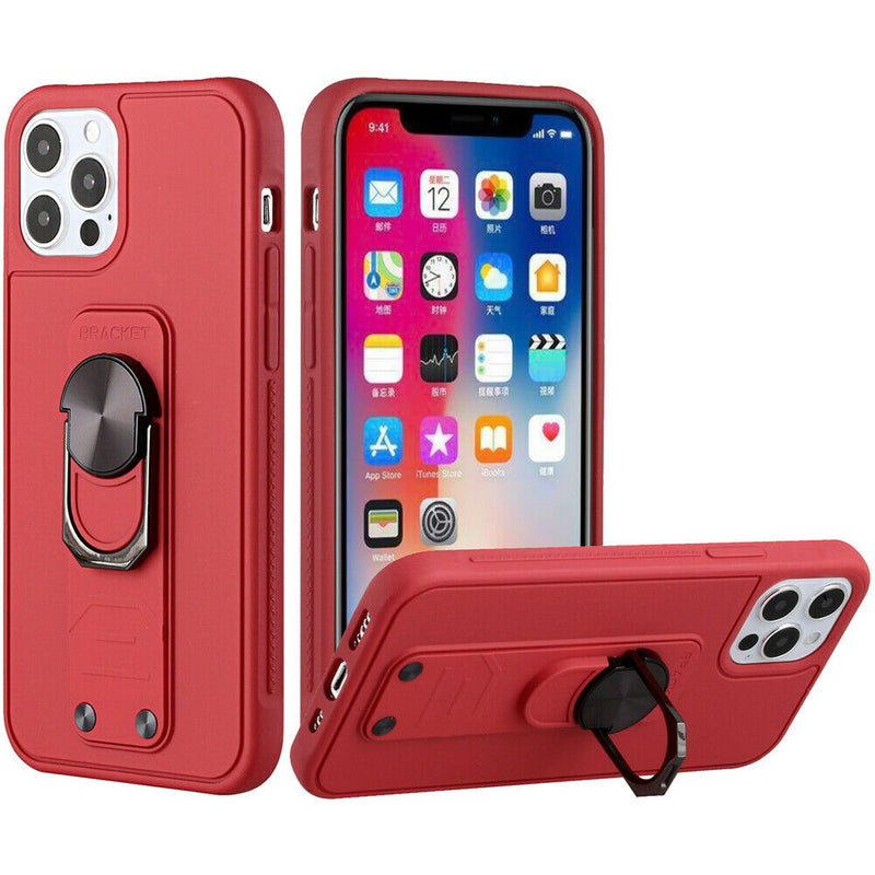 For Apple Iphone 11 Xi6 1 Solid Lever Magnetic Ring Stand Tuff Case Cover Red