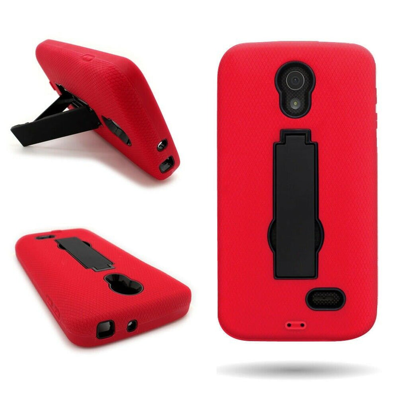 Red Black Kickstand Case For Lg Lucid 3 Hard Soft Protective Phone Cover