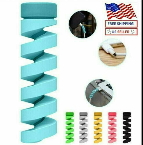 8Pc Universal Twist Spiral Cable Protector Saver Cover For All Mobile Cell Phone