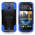 Black Hard Outer Blue Silicone Inner Tough Hybrid Stand Case For Htc One M8