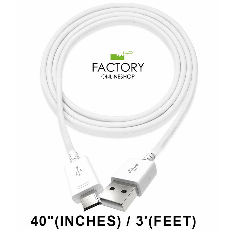 White 3Ft Micro Usb Charging Cable Sync Charger Data Cord