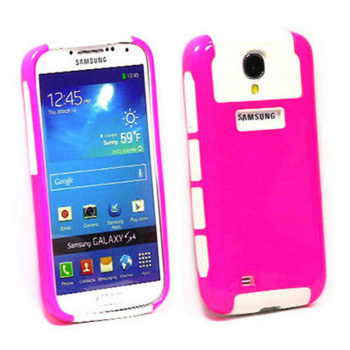 For Samsung Galaxy S4 Hybrid Rugged Hard Case Pink White