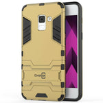 For Samsung Galaxy A8 Plus 2018 Case Gold Black Hybrid Kickstand Phone Cover