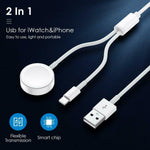 2 In 1 Magnetic Charger Usb Cable For Apple Watch Se 6 5 4 3 2 1 Iphone 11 8 7 X