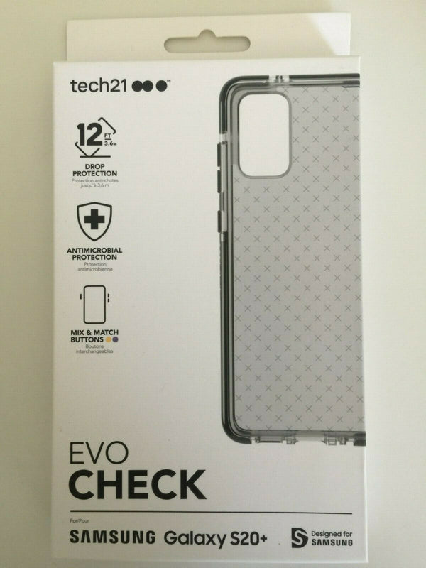 Tech21 Evo Check Series Case For Samsung Galaxy S20 Smokey Black New