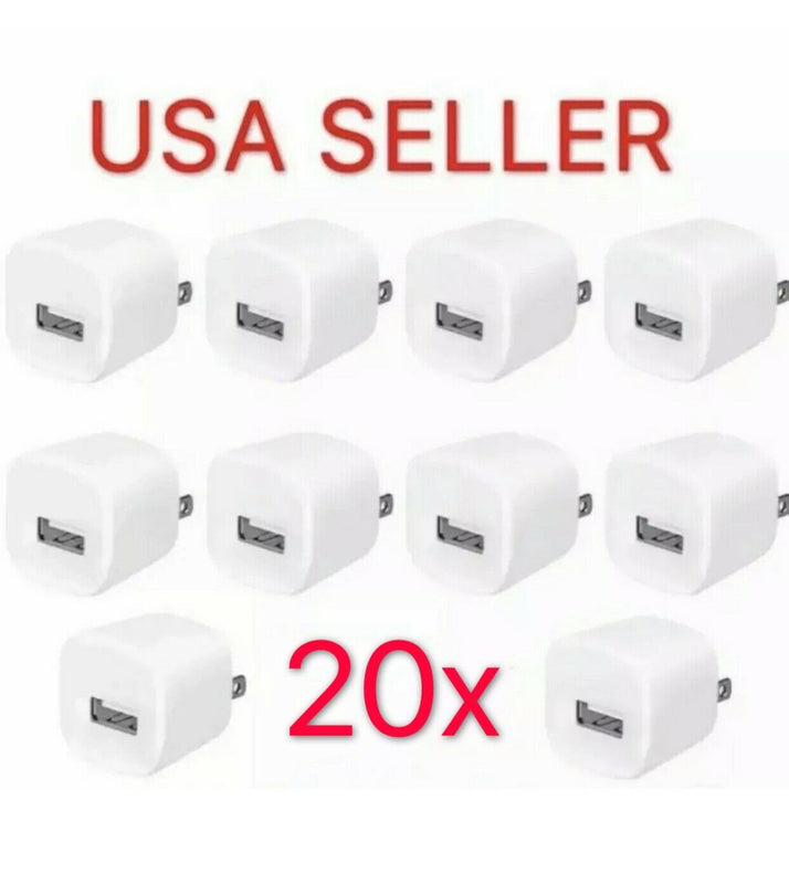 20X White 1A Usb Power Adapter Ac Home Wall Charger Us Plug For Iphone 5S 6 7 8