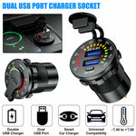 Qc3 0 12V Dual Usb Fast Car Charger Socket Power Outlet W Led Digital Voltmeter