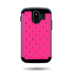 For Zte Compel Case Hot Pink Black Hybrid Diamond Bling Skin Phone Cover
