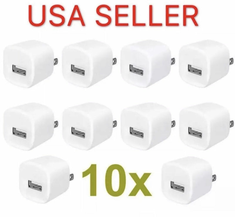 10X White 1A Usb Power Adapter Wall Charger Us Plug For Iphone 5 5S 6 7 Xs Xr