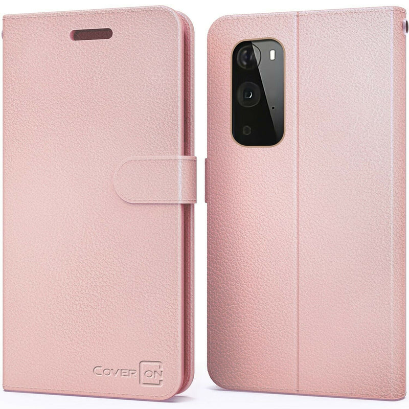 Rose Gold Rfid Blocking Pu Leather Card Cover Wallet Phone Case For Oneplus 9