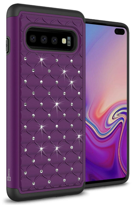 Purple Black Rhinestone Bling Cover Phone Case For Samsung Galaxy S10 Plus