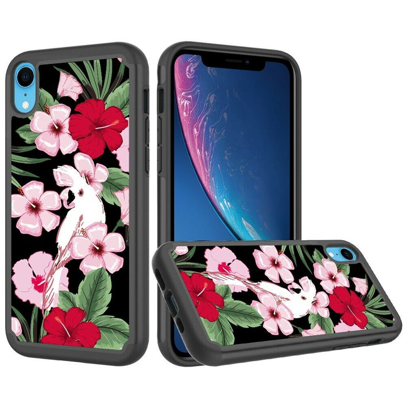 For Apple Iphone Xr Beautiful Leather Feel Tuff Case Cover Charming Flowers