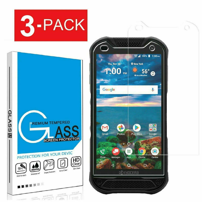 3 Pack Premium Tempered Glass Screen Protector For Kyocera Duraforce Pro 2