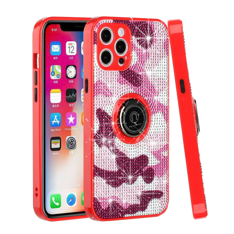 For Apple Iphone Xr Crystal Diamond Bling Magnetic Ring Stand Case Cover Camo B