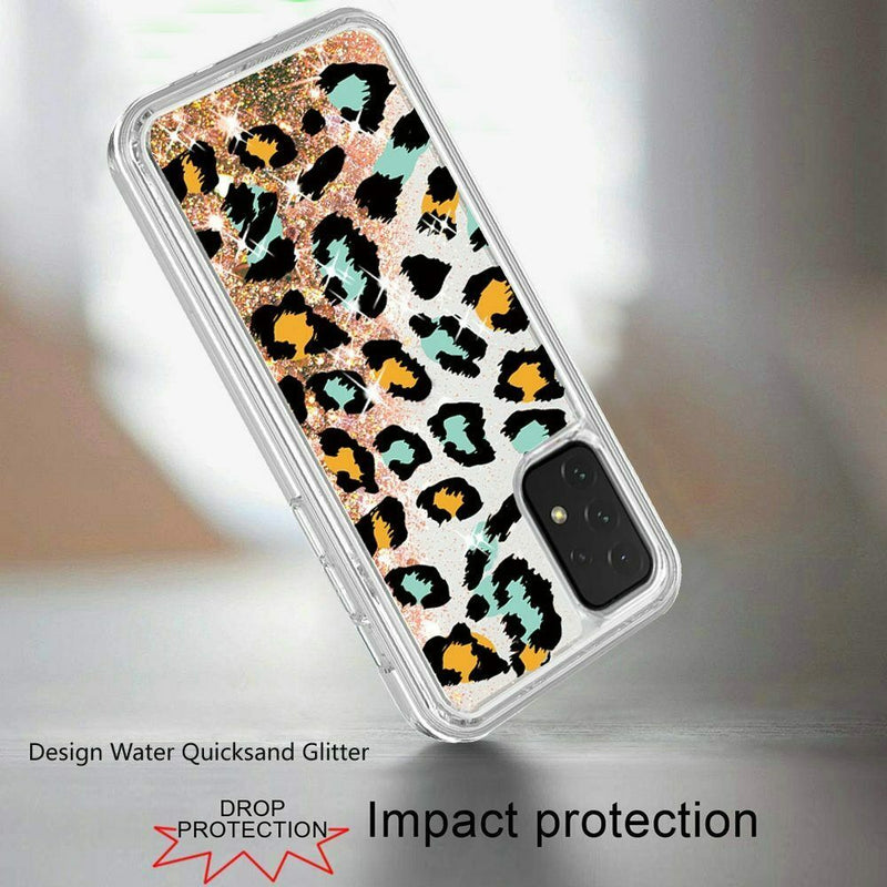 For Samsung Galaxy A52 5G Design Water Quicksand Glitter Case Cover Animal E