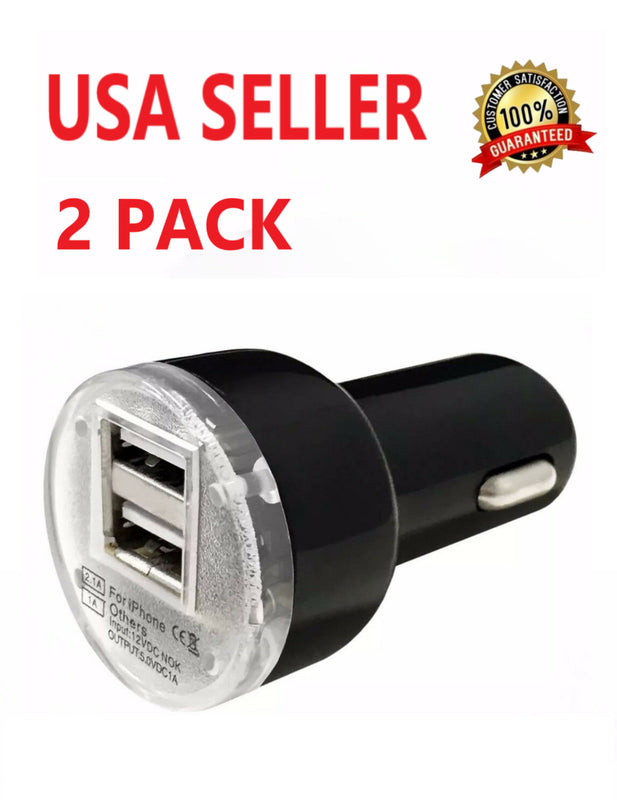 2X Black Usb Car Charger Adapter 2 1A For All Cell Phone Lg Htc Samsung Iphone