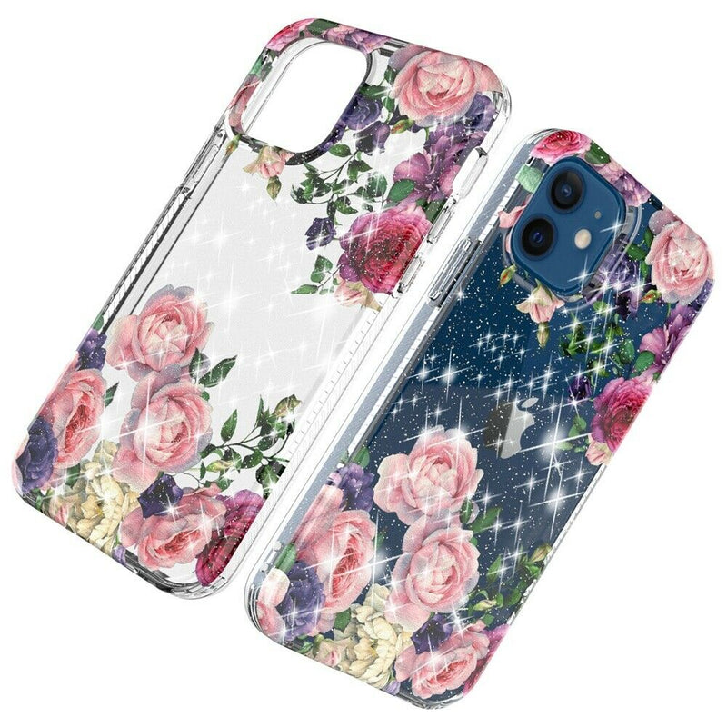 For Apple Iphone 11 Pro Max Xs Max Bloom 2 5Mm Floral Glitter Tpu Case Cover E