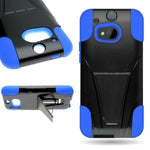 Black Hard Outer Blue Silicone Inner Tough Hybrid Stand Case For Htc One M8