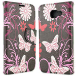 For Samsung Galaxy A7 2016 A710 Card Case Pink Butterfly Design Wallet Cover
