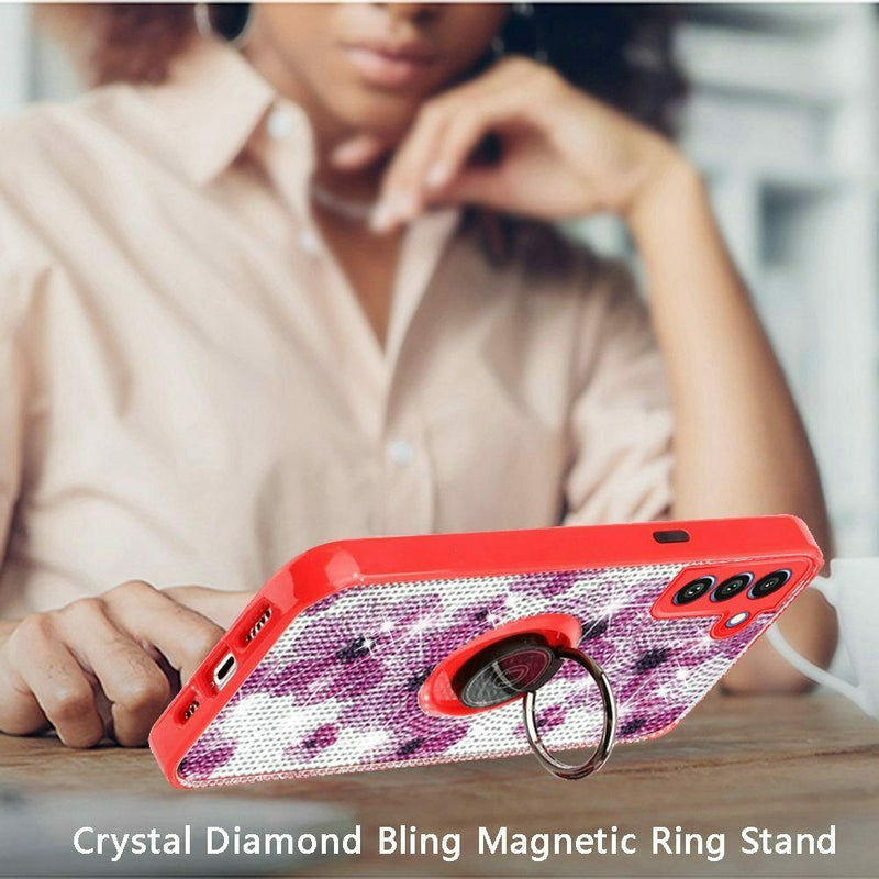 For Samsung Galaxy S21 S30 6 3Inch Crystal Magnetic Ring Stand Floral E