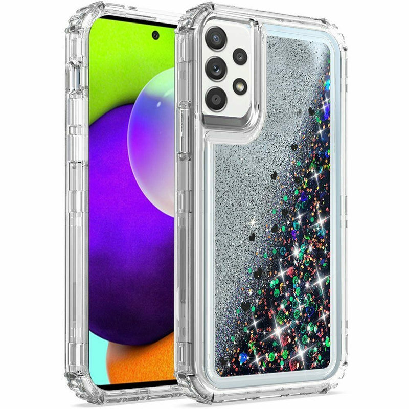 For Samsung Galaxy A52 5G Premium Transparent Quicksand Glitter Case Cover Clear