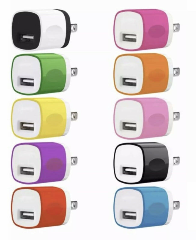 100X Color 1A Usb Power Adapter Ac Home Wall Charger Us Plug For Iphone 5S 6 7 8
