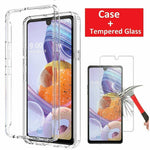 For Lg Stylo 6 Phone Case Shockproof Clear Cover Tempered Glass Screen Protector