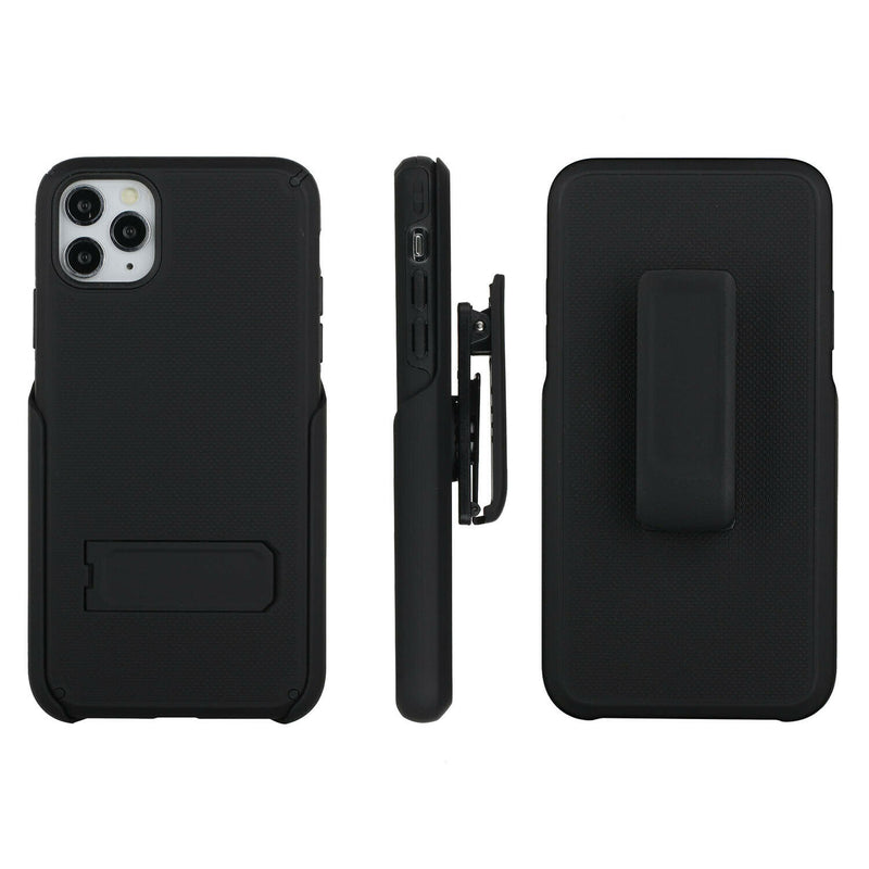 For Samsung Galaxy S21 S30 Weave Holster Clip Kickstand Card Holder Case Black