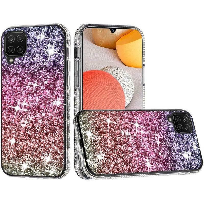 For Samsung A42 5G Decorative Glitter With Diamond All Around Hybrid D Style