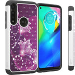 Purple Flower Rhinestone Bling Cover Phone Case For Motorola Moto G Power 2020