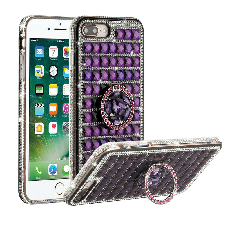 For Iphone 8 Plus 7 Plus Trendy Fashion Hybrid Case Cover Ring Stand On Purple
