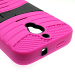 Alcatel One Touch Fierce 7024W Hot Pink Black Kickstand Rugged Hard Cover Case