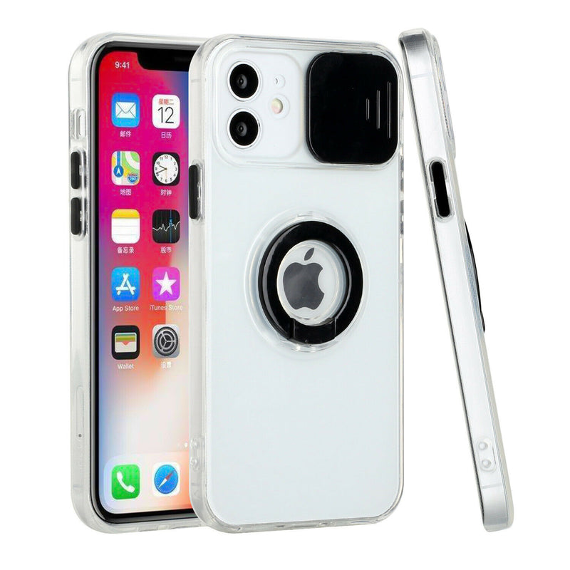 For Apple Iphone Xr Slick 2 0Mm Thick Tpu Ring Stand Camera Window Case Black