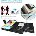 Brown Checker Rfid Blocking Leather Wallet Phone Case For Samsung Galaxy A71