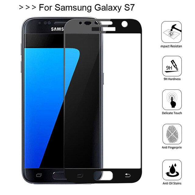 2Pack Full Cover Tempered Glass Screen Protector For Samsung Galaxy S7