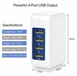 15W 3 1A High Speed 4 Port Usb Wall Charger For Iphone 8 7 6 Travel Charger
