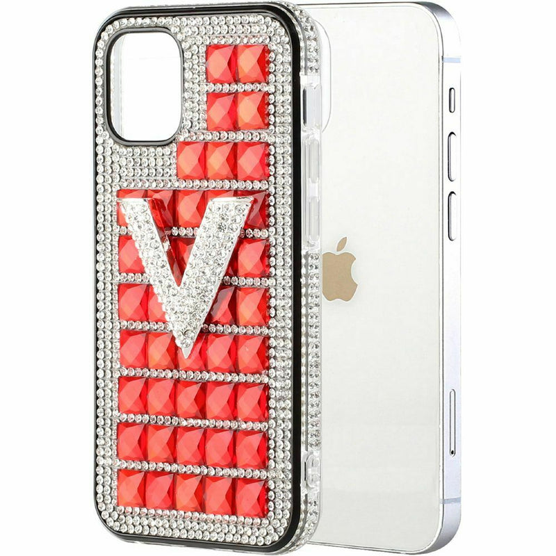 For Iphone 12 Pro 6 1 Only Ornament Bling Diamond Shiny Crystal Case V On Red