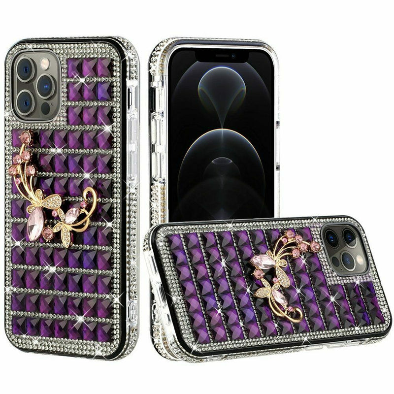 For Iphone 12 Pro Max 6 7 Trendy Fashion Case Cover Butterfly Floral On Purple