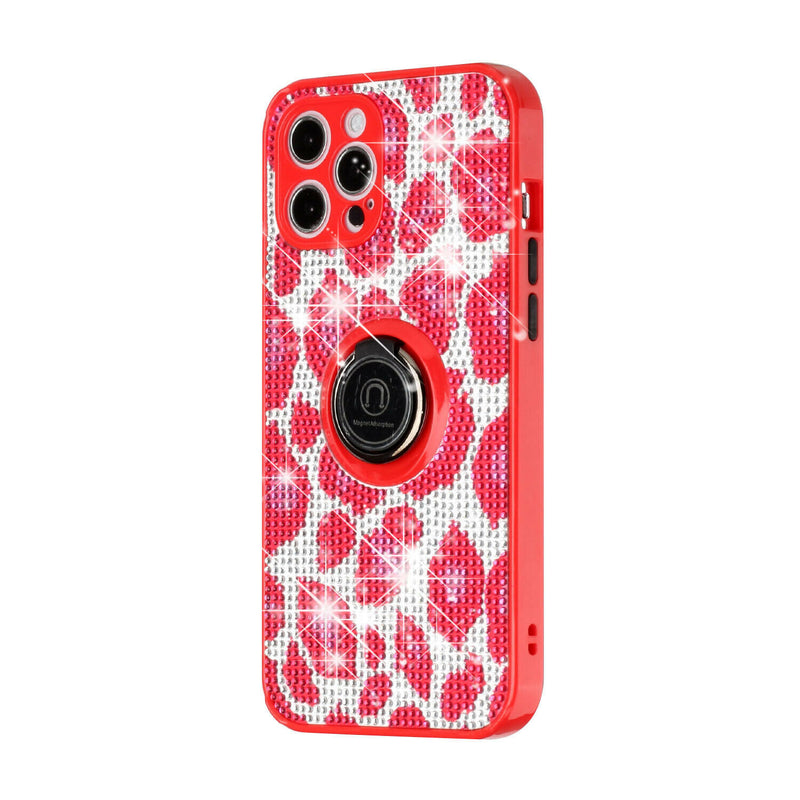 For Iphone 12 Pro Crystal Diamond Bling Magnetic Ring Stand Case Cover Animal I