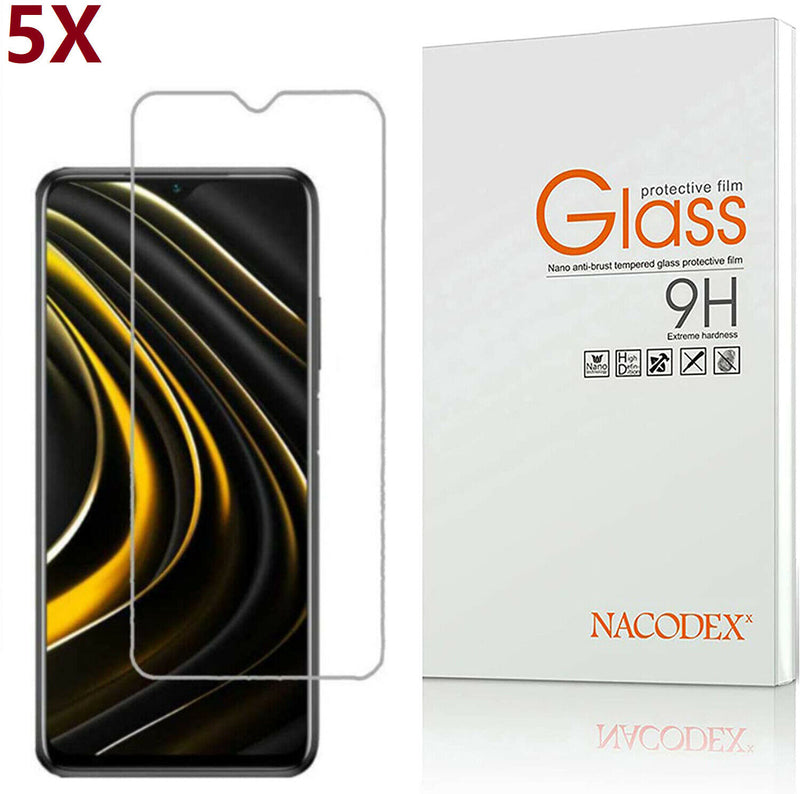 5 Pack For Xiaomi Poco M3 Hd 9H Tempered Glass Screen Protector