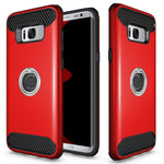 Tough Protective Ring Phone Cover Case For Samsung Galaxy S8 Red Black