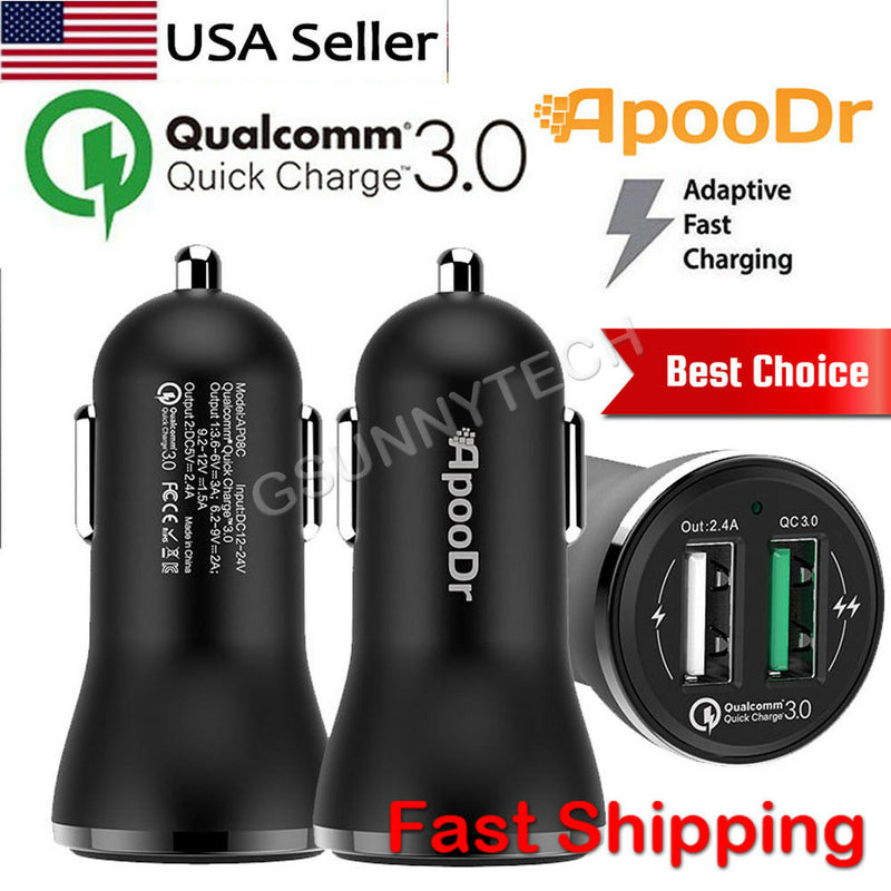 Qc3 0 4 8A 2 Port Usb 3 0 Fast Car Charger Adapter For Iphone Samsung Lg