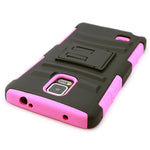 For Samsung Galaxy Note 4 Pink Black Hard Soft Case Belt Clip Holster Cover